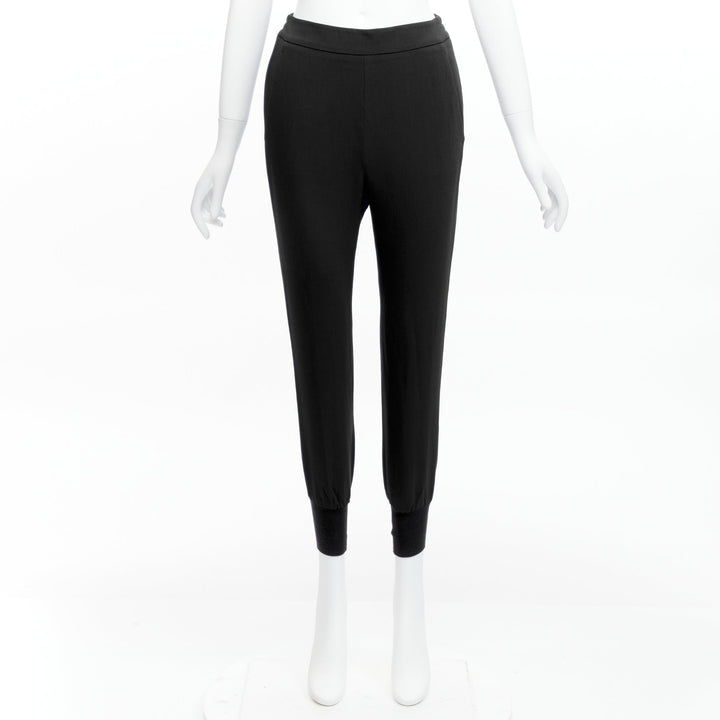 STELLA MCCARTNEY black minimalist elastic waist cropped jogger pants IT34 XXS