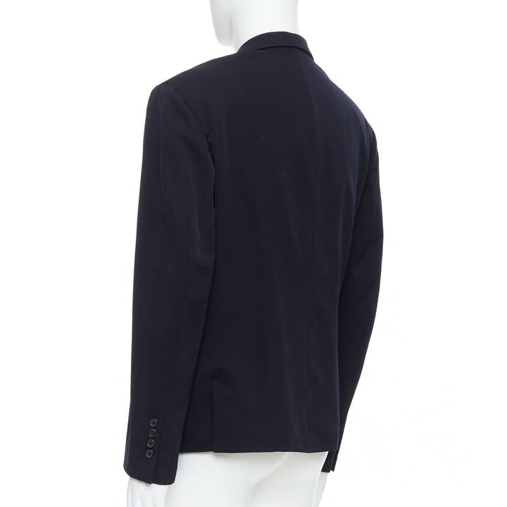 YOHJI YAMAMOTO black 100% wool double collar deconstructed blazer S