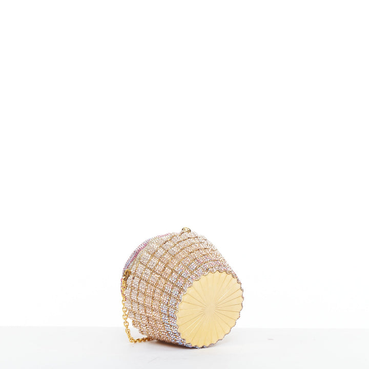 JUDITH LEIBER Limited pink gold strawberry cupcake crystal Say Yes clutch bag