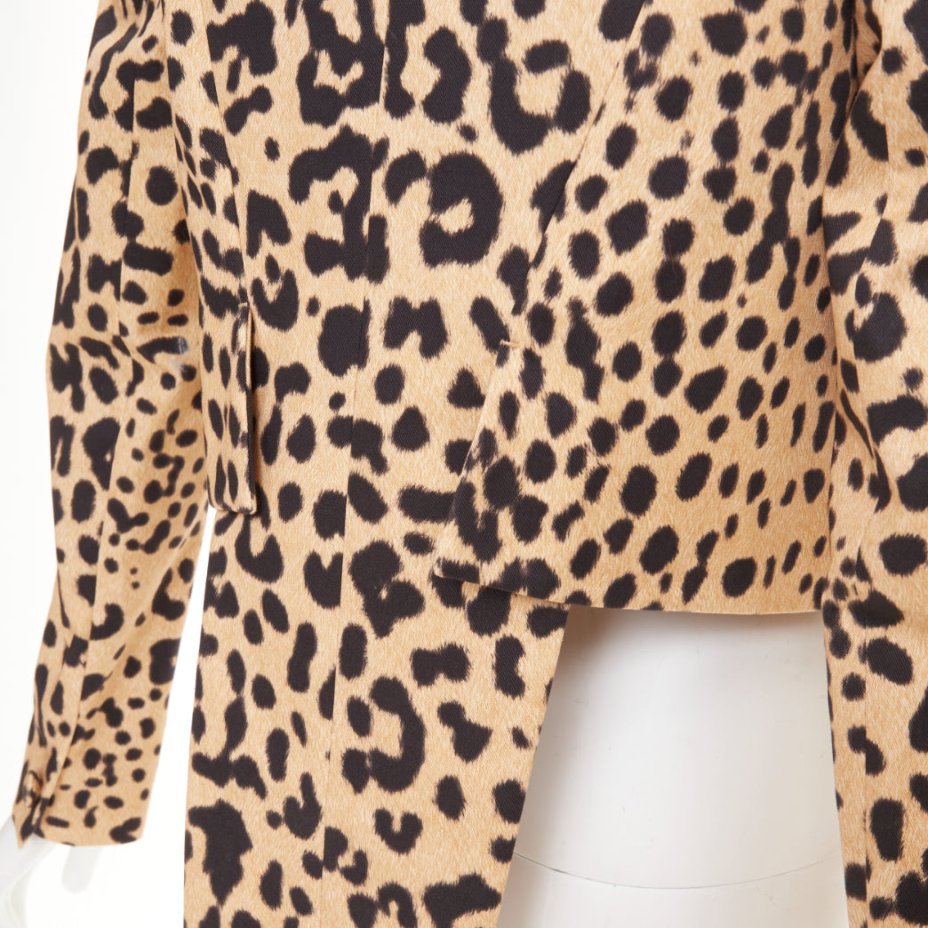GIVENCHY 2012 leopard paneled cotton tailcoat tuxedo blazer IT36 XXS