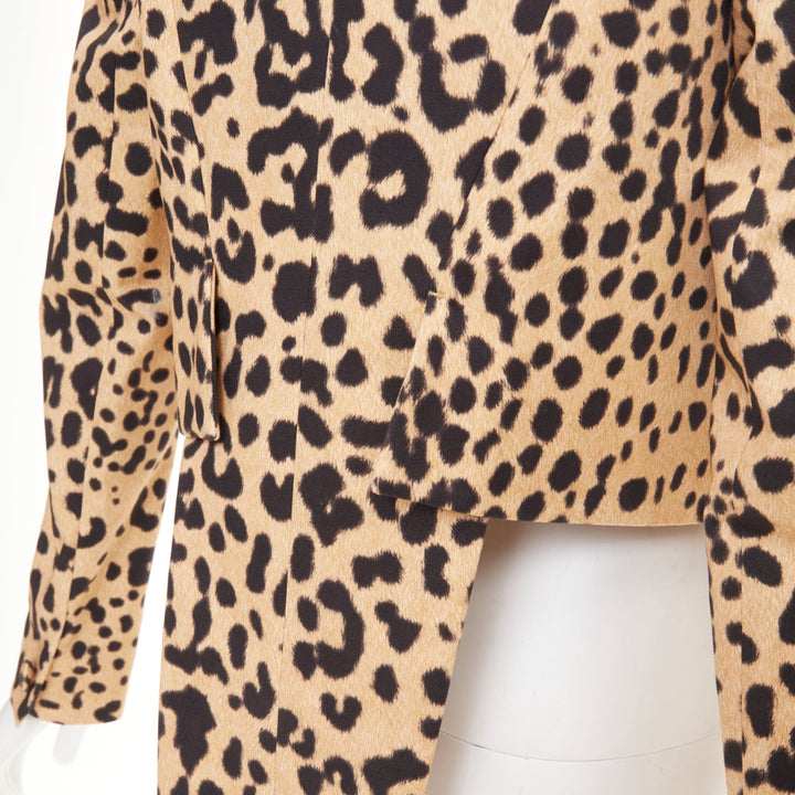 GIVENCHY 2012 leopard paneled cotton tailcoat tuxedo blazer IT36 XXS