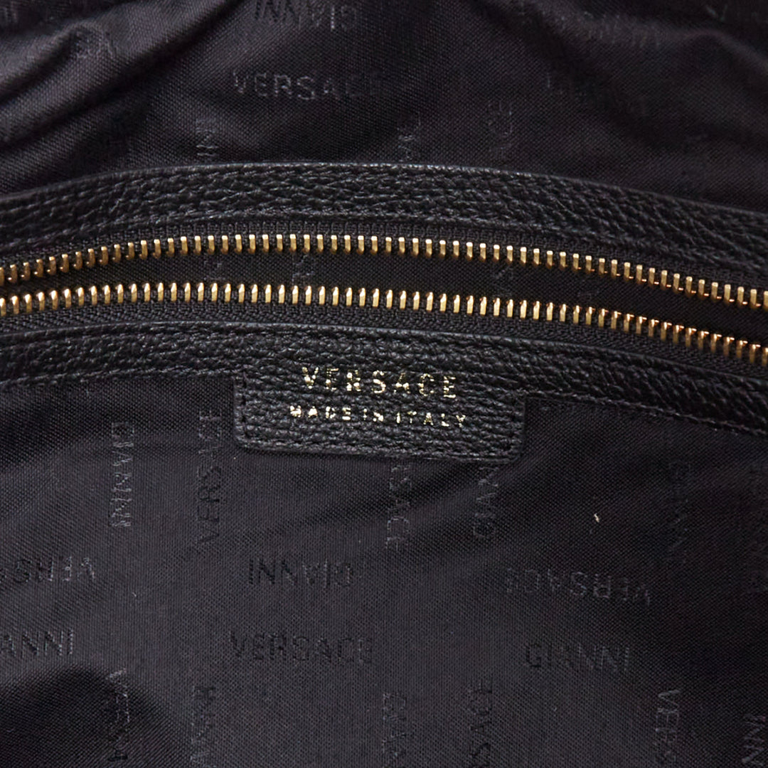 VERSACE Medusa Palazzo black calfskin gold emblem laptop briefcase bag