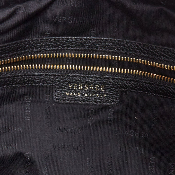 VERSACE Medusa Palazzo black calfskin gold emblem laptop briefcase bag