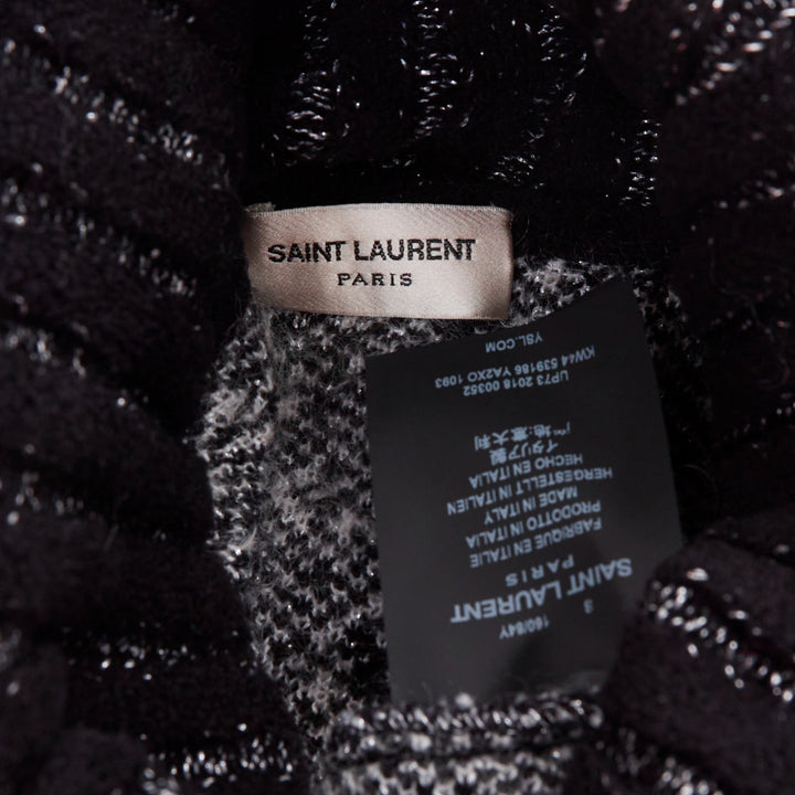 SAINT LAURENT 2018 Constellation black white astrology intarsia poncho cape S