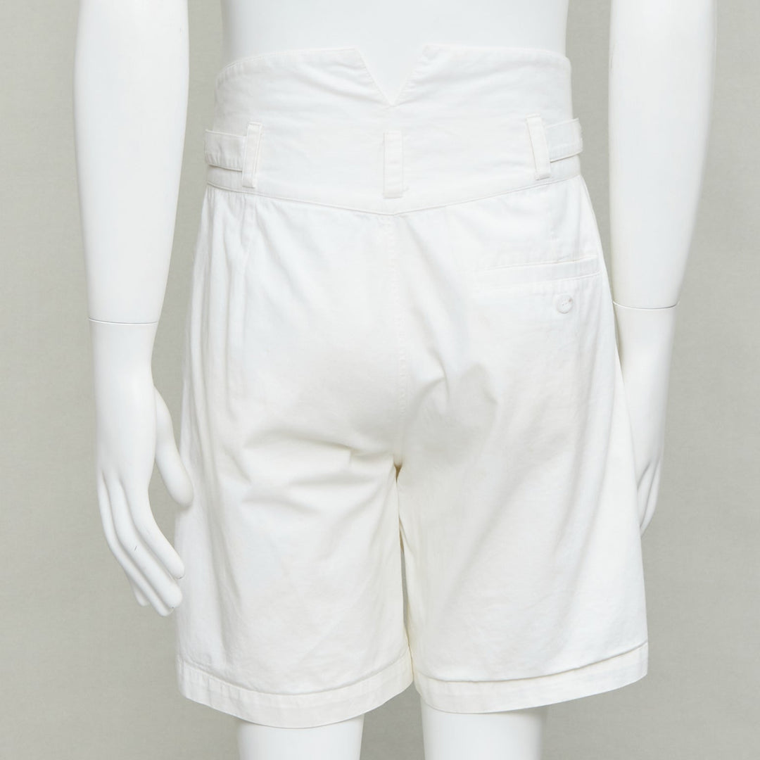 RAF SIMONS 2006 cream cotton high waist pleated front dress shorts EU50 L