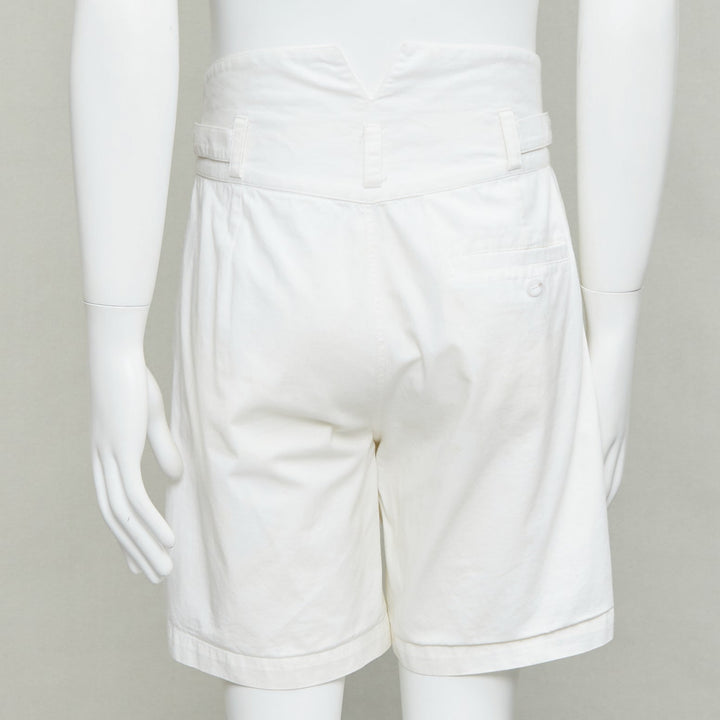 RAF SIMONS 2006 cream cotton high waist pleated front dress shorts EU50 L