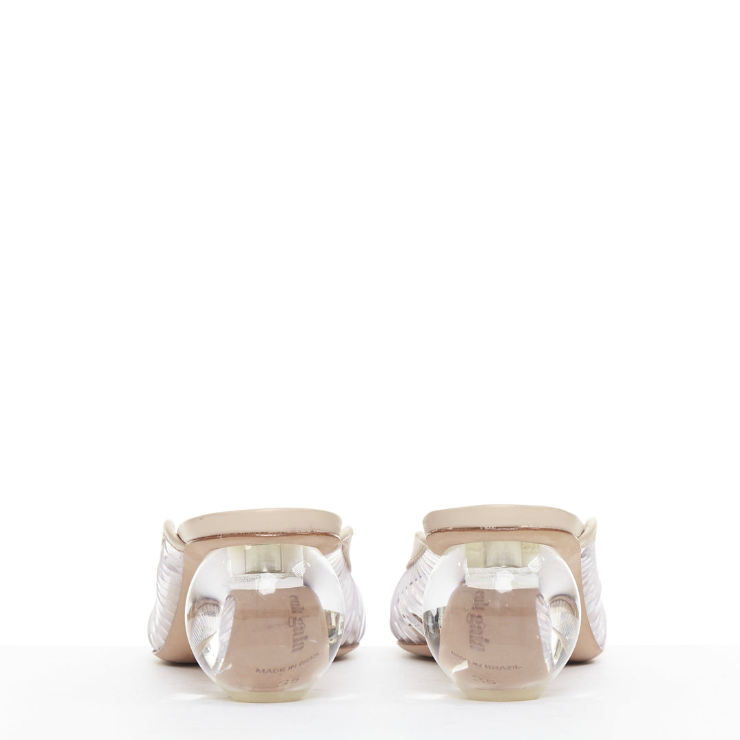 CULT GAIA Alia clear PVC bauble heel vinyl nude leather trim mules EU35