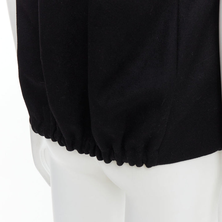 CHRISTOPHE LEMAIRE black wool minimal topstitch waist coat vest Sz2 M