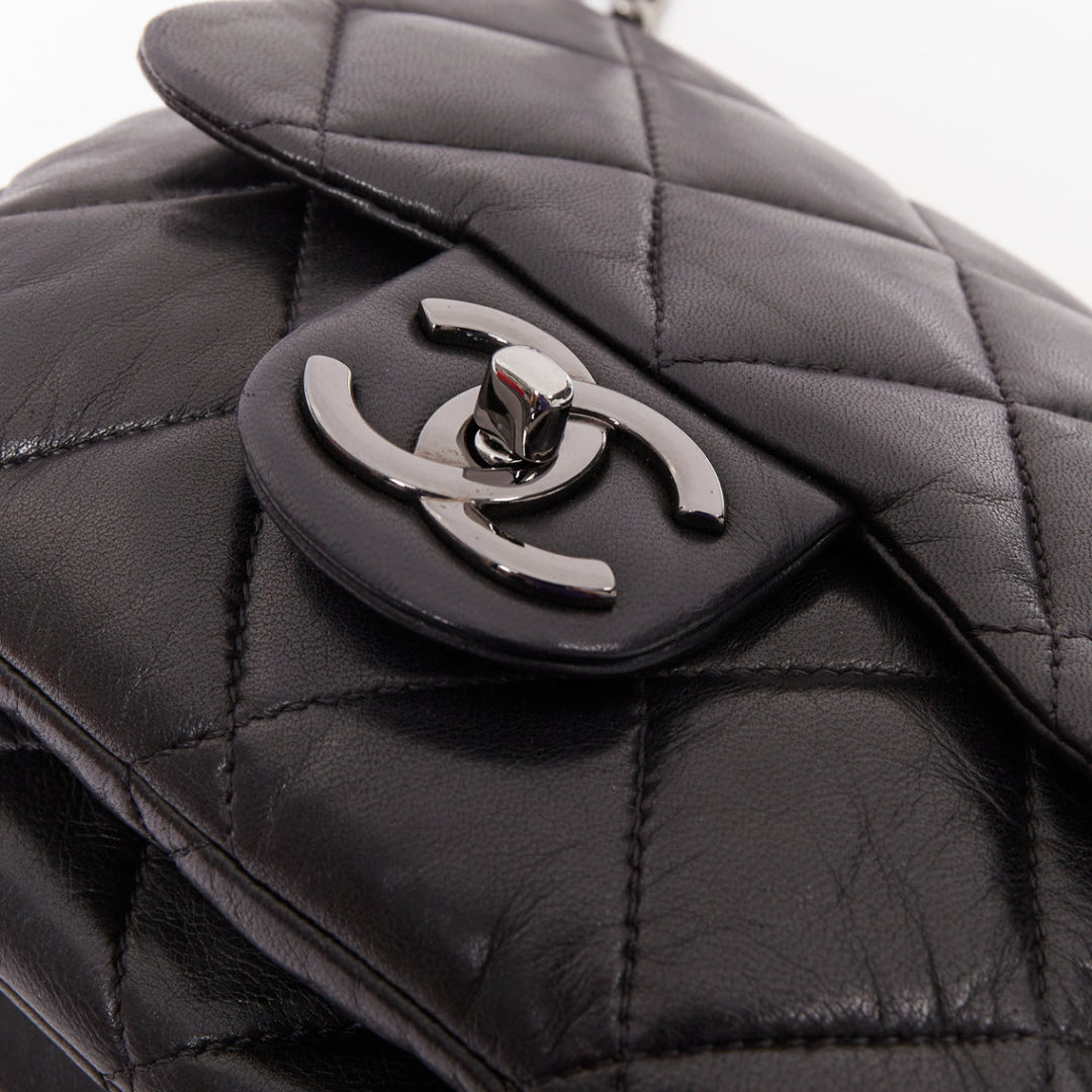 CHANEL 2010 3 Accordion Mini Flap Bag black lambskin silver CC mini bag