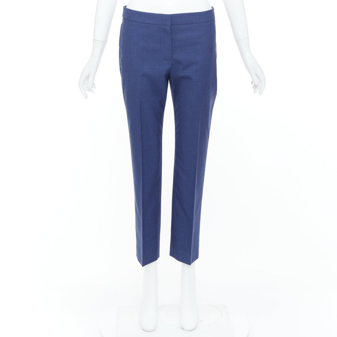 ALEXANDER MCQUEEN 2021 blue mid rise smart straight leg tailored pants IT40 S