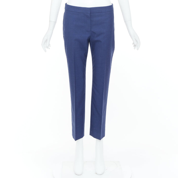 ALEXANDER MCQUEEN 2021 blue mid rise smart straight leg tailored pants IT40 S