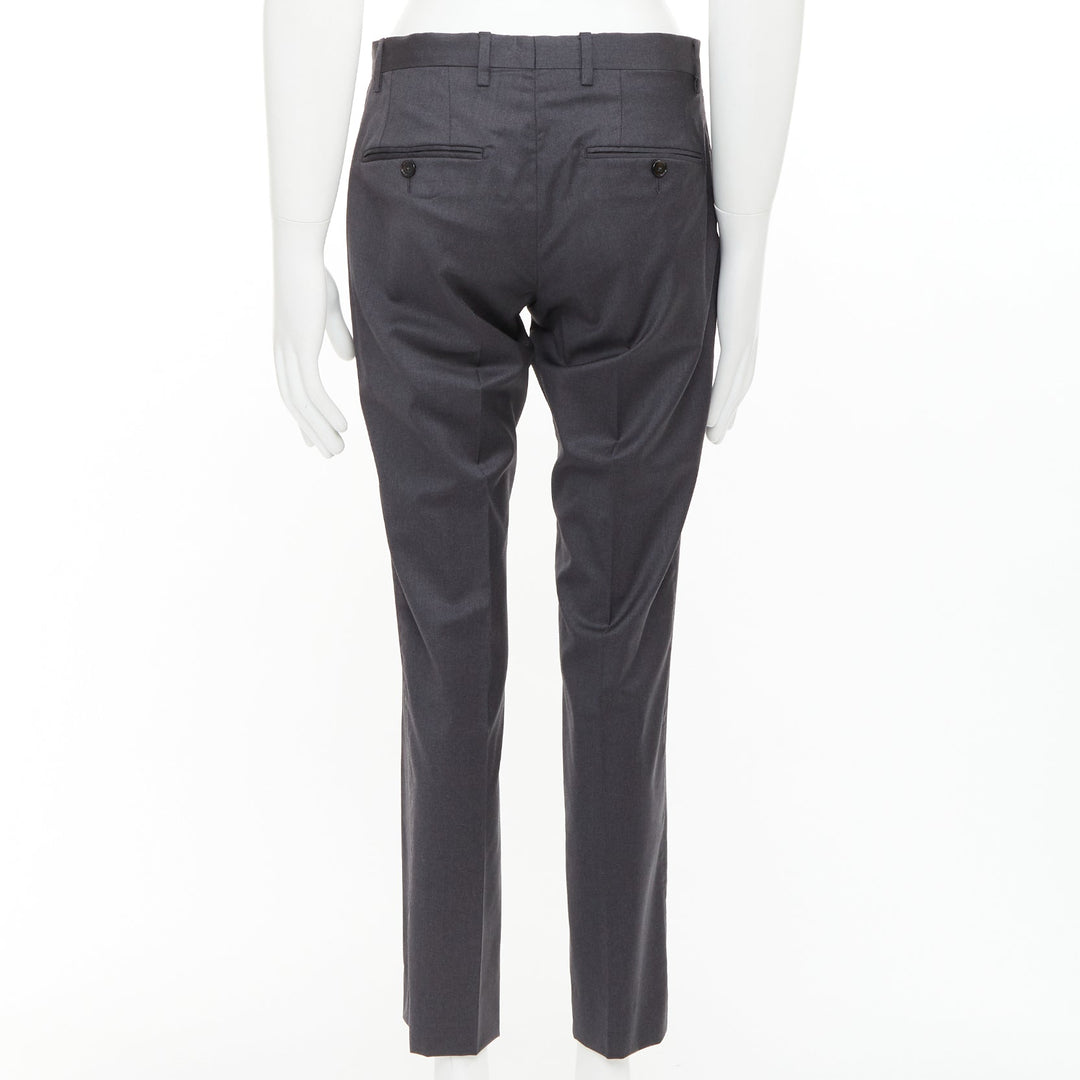 DOLCE GABBANA grey virgin wool blend mid waist cropped dress trousers IT44 XS