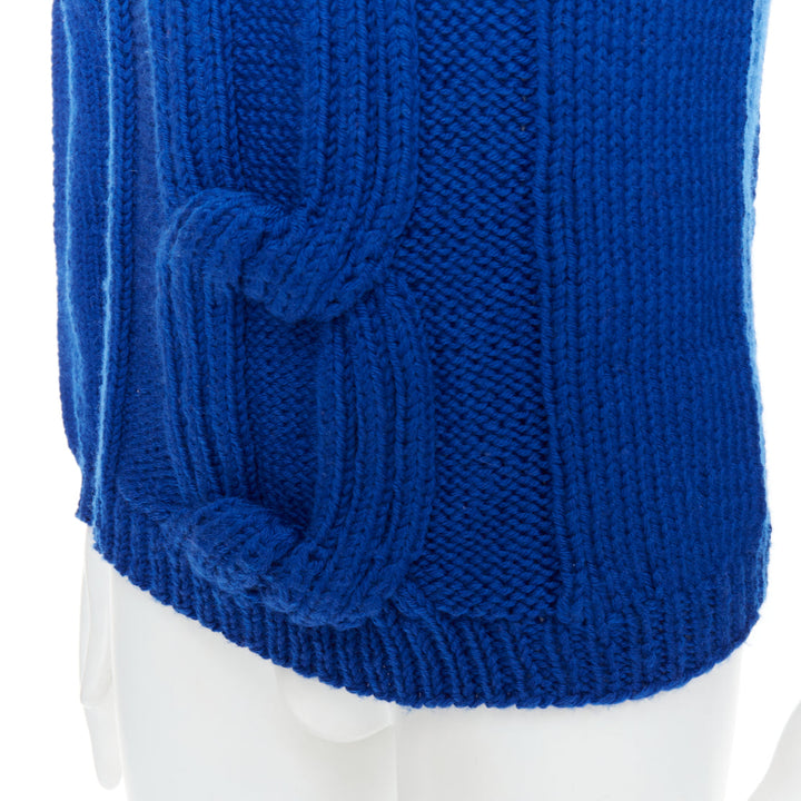 SIV STOLDAL 2008 Cover Up cobalt blue 100% wool cable knit sweater S