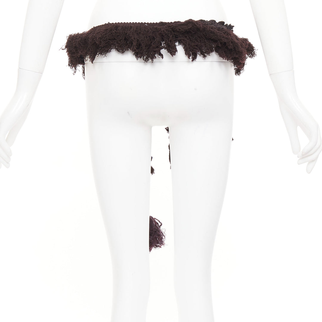 rare MARTIN MARGIELA ARTISANAL black fabric fringed tassel pom pom belt