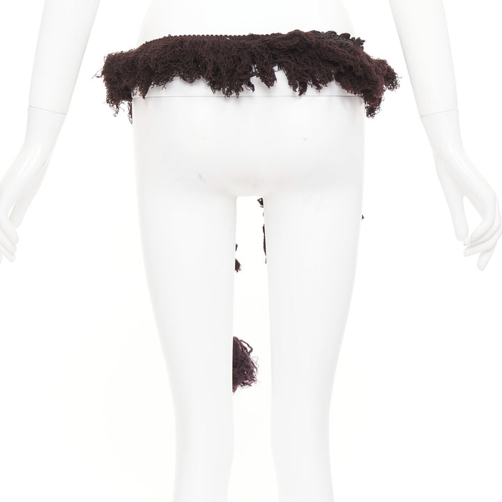 rare MARTIN MARGIELA ARTISANAL black fabric fringed tassel pom pom belt