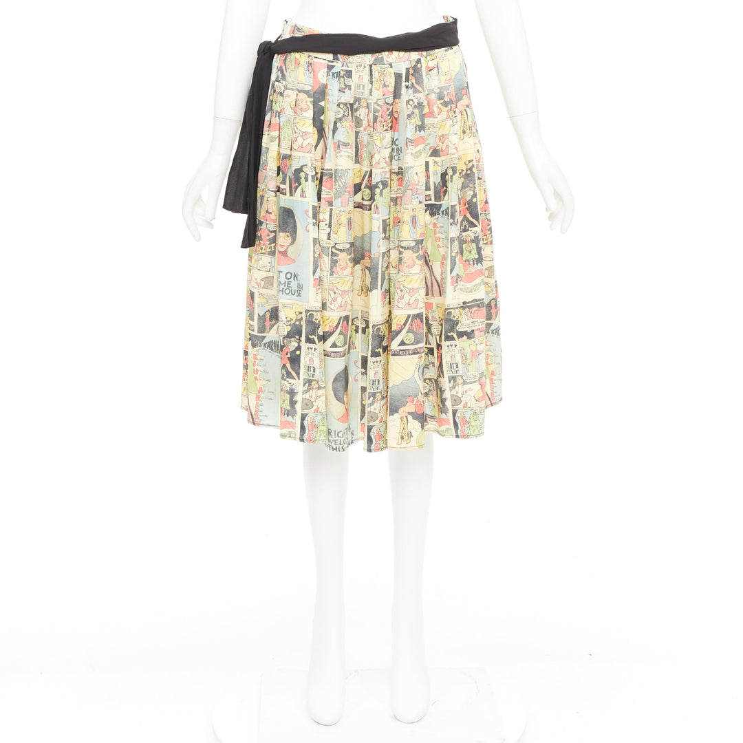 PRADA 2018 Runway manga anime comic strip graphic black tie silk skirt IT40 S