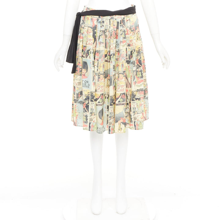 PRADA 2018 Runway manga anime comic strip graphic black tie silk skirt IT40 S
