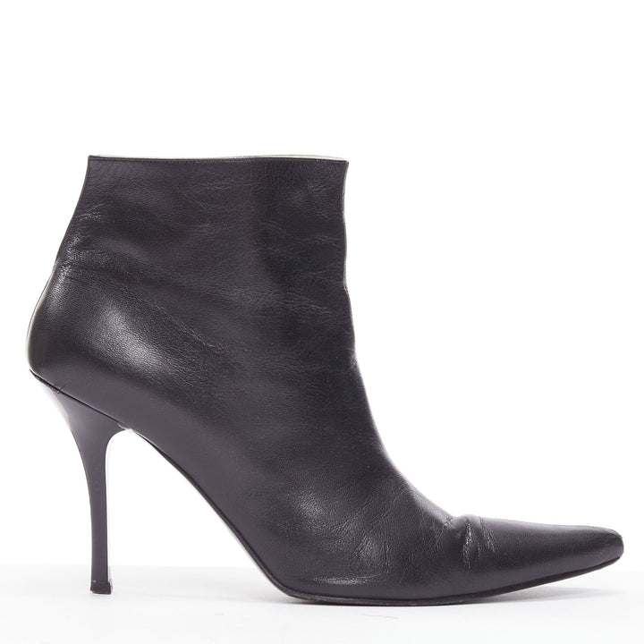 OLD CELINE Phoebe Philo black leather ankle bootie heels EU38.5