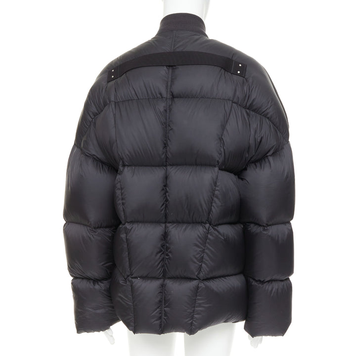 RICK OWENS 2022 Strobe black goose down oversized cocoon boxy puff bomber IT48 M