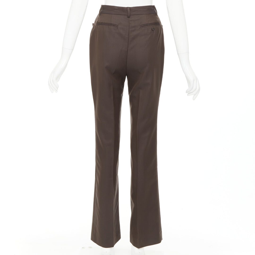 GUCCI Tom Ford chocolate brown curved pocket high waist flare trousers IT40 S