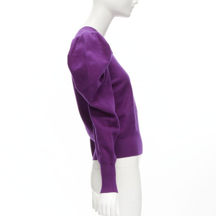 ULLA JOHNSON 100% merino wool purple Victorian puff sleeves sweater XS