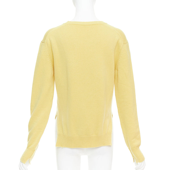 OLD CELINE Phoebe Philo yellow cashmere anagram logo sweater S