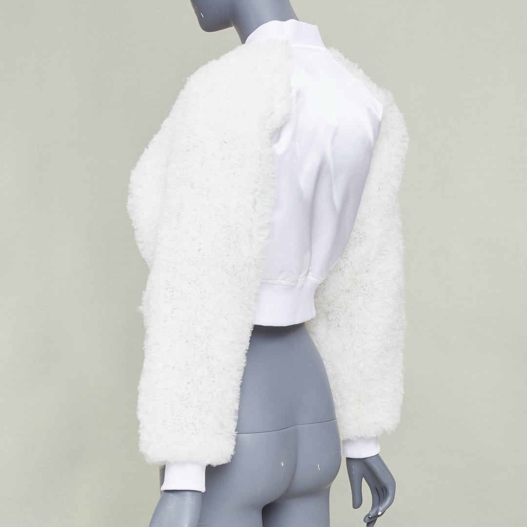 COMME DES GARCONS GIRL 2022 white tulle ruffle sleeve satin cropped jacket M