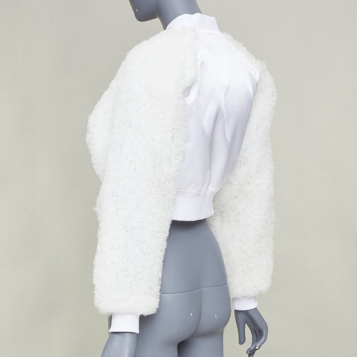 COMME DES GARCONS GIRL 2022 white tulle ruffle sleeve satin cropped jacket M