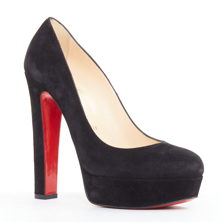 CHRISTIAN LOUBOUTIN Bibi 140 Veau Velours black suede platform pumps EU37.5
