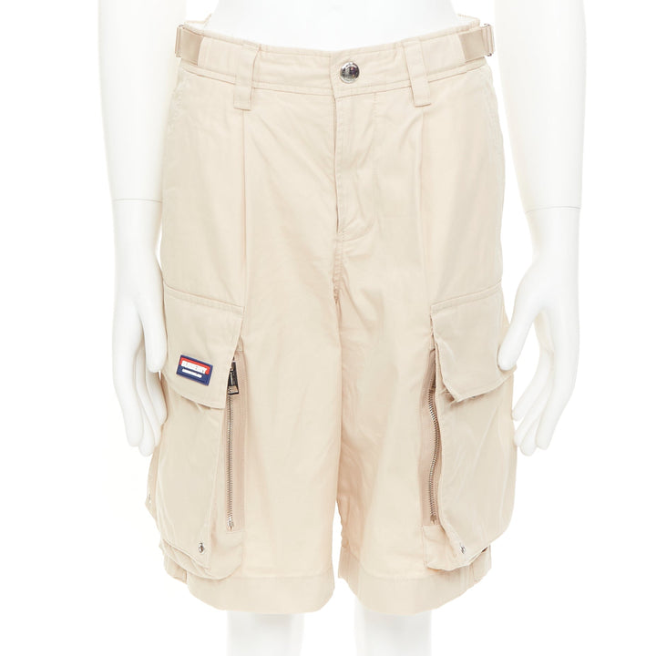 BURBERRY soft fawn beige technical cotton Billy multi pocket cargo shorts T44 XS