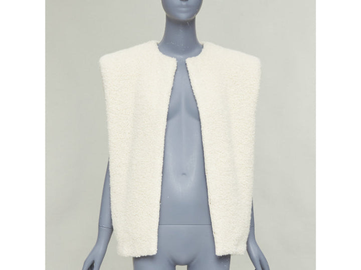 ISABEL MARANT Gwendalia cream wool boucle boxy vest gilet FR34 XS