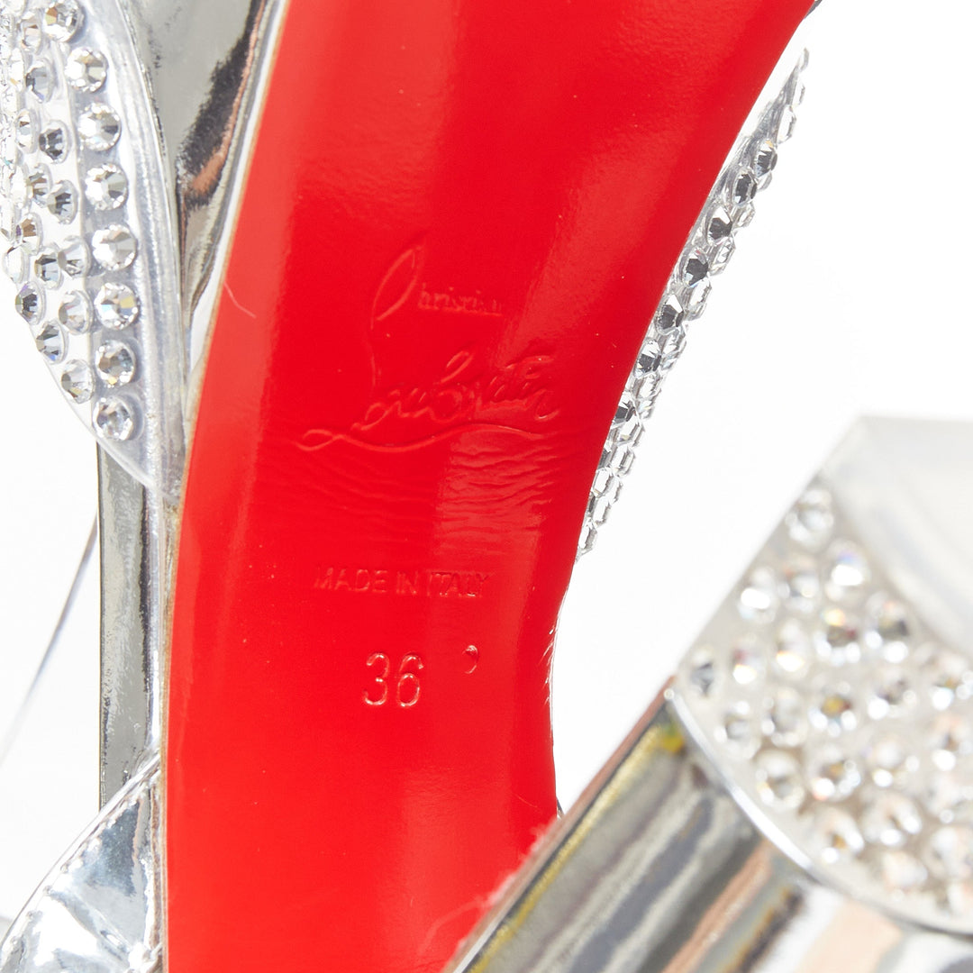 CHRISTIAN LOUBOUTIN Bridal Cassandrissima Alta 130 crystal silver platform EU36