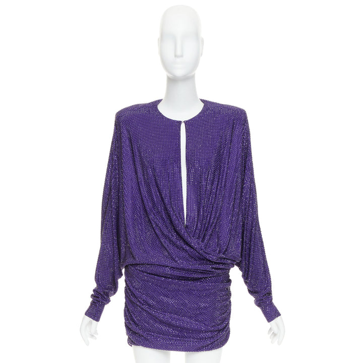 ALEXANDRE VAUTHIER COUTURE SS2018 Runway purple strass crystal power mini dress