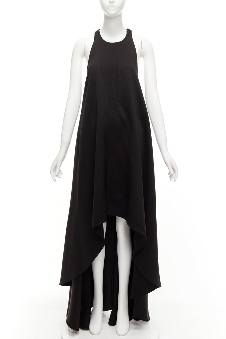 WHISTLES black round neck flare hi low long gown dress US4 S