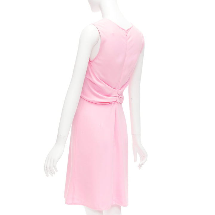 VICTORIA BECKHAM pink silky drape front ruched back sleeveless shift dress
