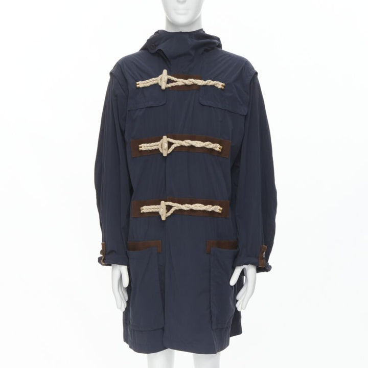 KOLOR navy blue rope wood toggle button anorak parka jacket JP2 M