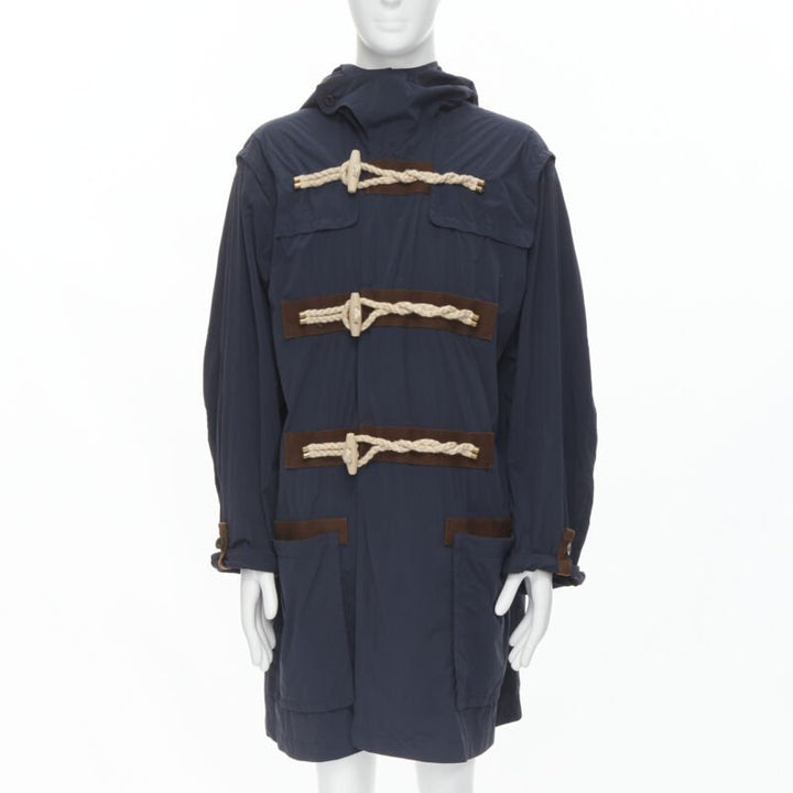 Male mannequin wearing Kolor Navy Nylon Men Parka Jacket in Size  M | Available at JHROP