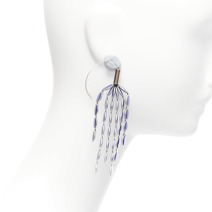 TOGA ARCHIVES blue rhinestone chandelier drop pierced earrings Pair