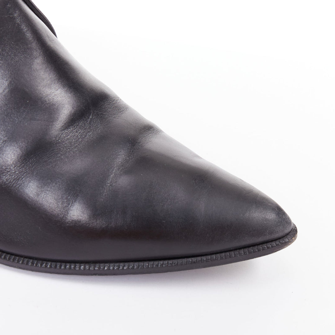 SAINT LAURENT Hedi Slimane silver western buckle heeled Chelsea booties EU38.5