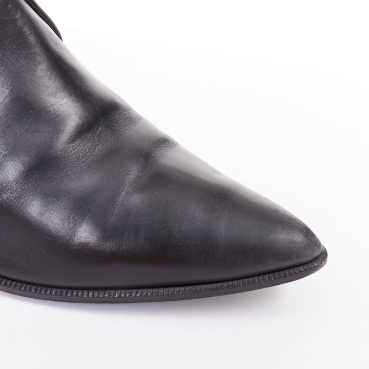 SAINT LAURENT Hedi Slimane silver western buckle heeled Chelsea booties EU38.5