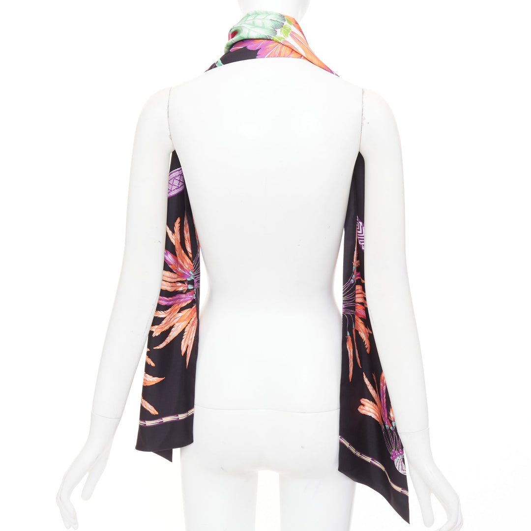 HERMES  silk Brazil Laurence Bourthoumieux bird of paradise Maxi Twilly scarf