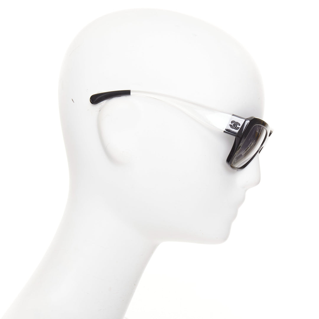 CHANEL 5263A  black clear square frame polarized CC logo sunglasses