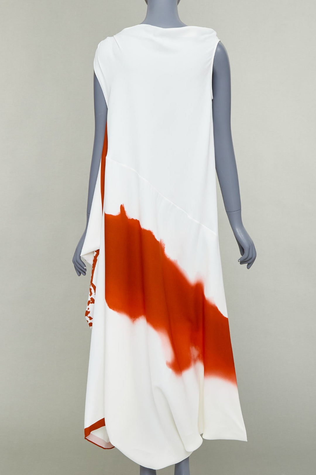 FERRAGAMO Maximilian Davis 2023 Runway red animalier print crepe draped dress S