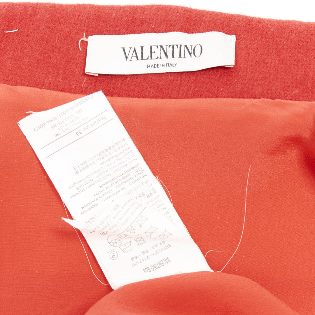 VALENTINO red wool Chinoiserie knot button double breasted coat IT38 XS