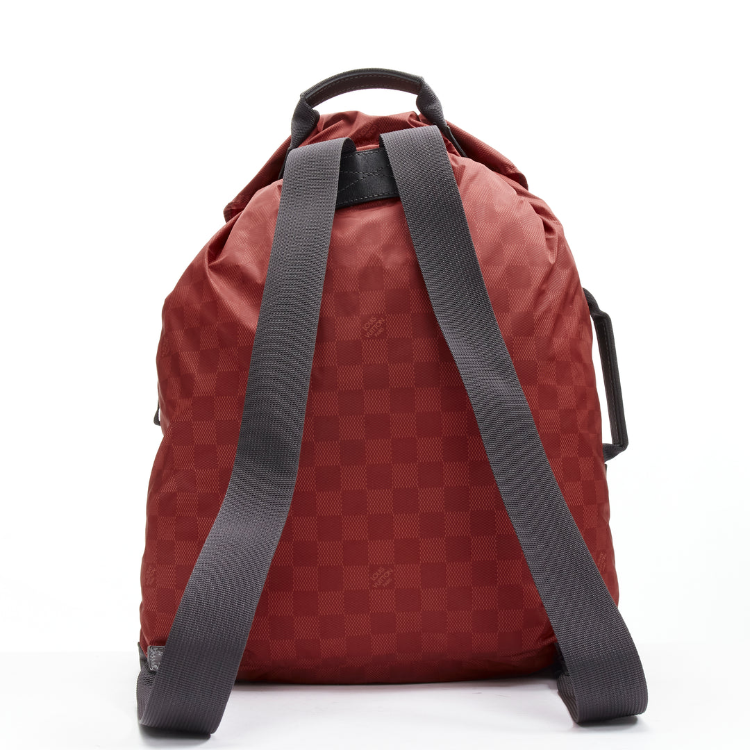 LOUIS VUITTON Cup 2012 red LV Damier nylon foldable backpack