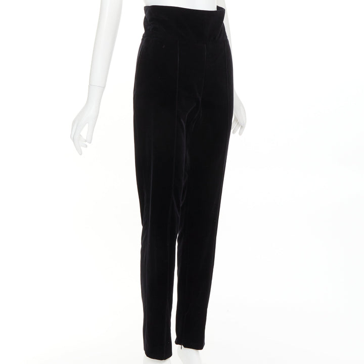 ALEXANDRE VAUTHIER black velvet high waisted front pleat tapered pants