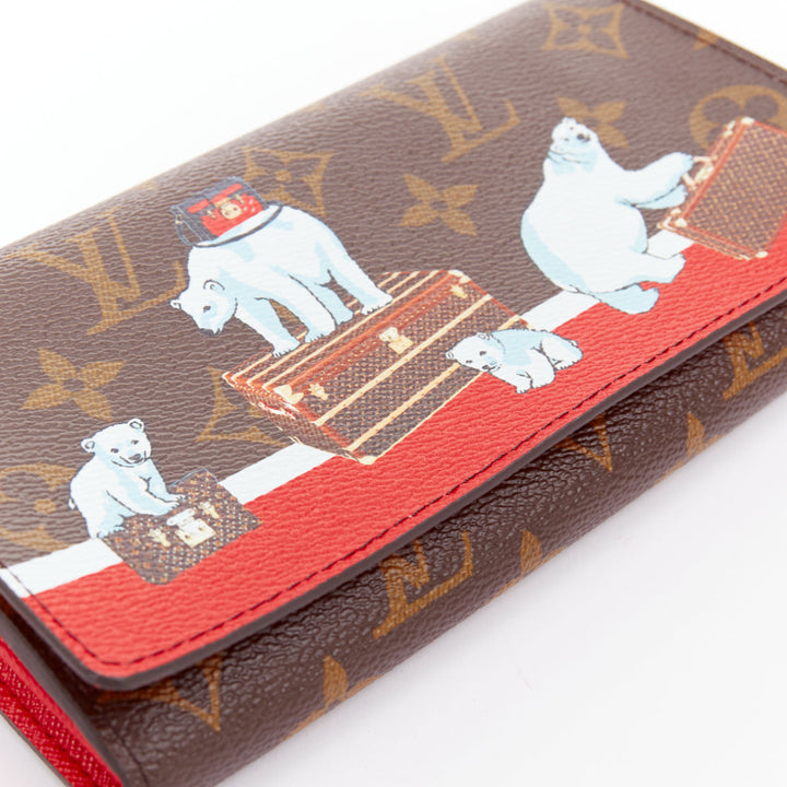 LOUIS VUITTON Victorine Christmas Animation 2017 Bear print long wallet