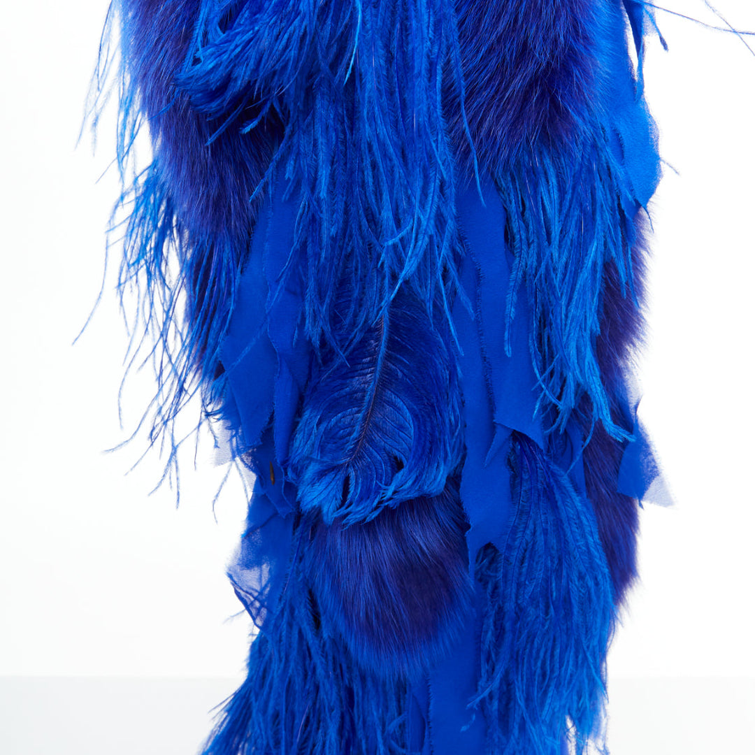 ALEXANDRE VAUTHIER COUTURE 2022 Runway Look30 cobalt blue fur fringe boots EU4