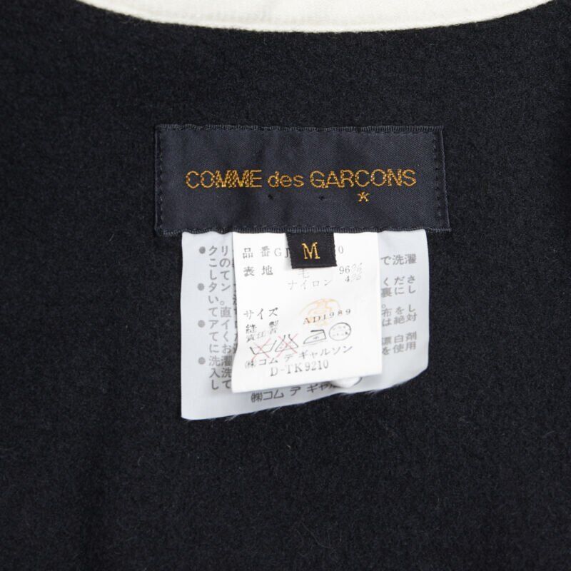 vintage COMME DES GARCONS 1989 Runway black white trimmed cape poncho jacket M
