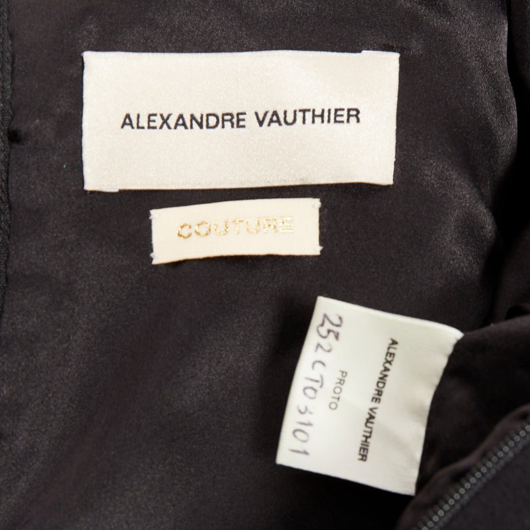 rare ALEXANDRE VAUTHIER COUTURE SS2025 Runway black taffeta train high low top